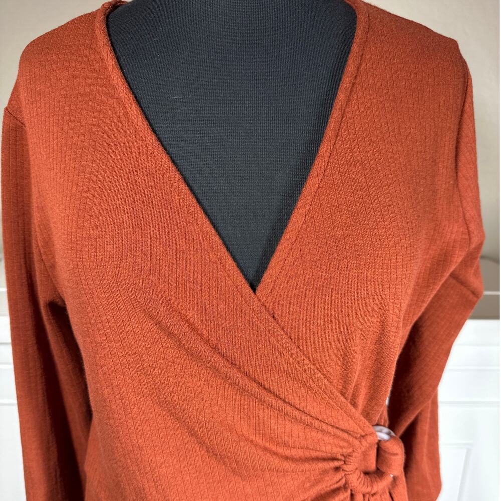Soft Surroundings Damaria Wrap Midi Dress Rust Size L Comfy Minimalist Stretch - Picture 3 of 13